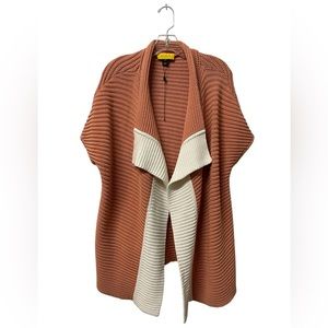NWOT St. John Silk Blend Chunky Knit Waterfall Cardigan Orange Cream Size Large